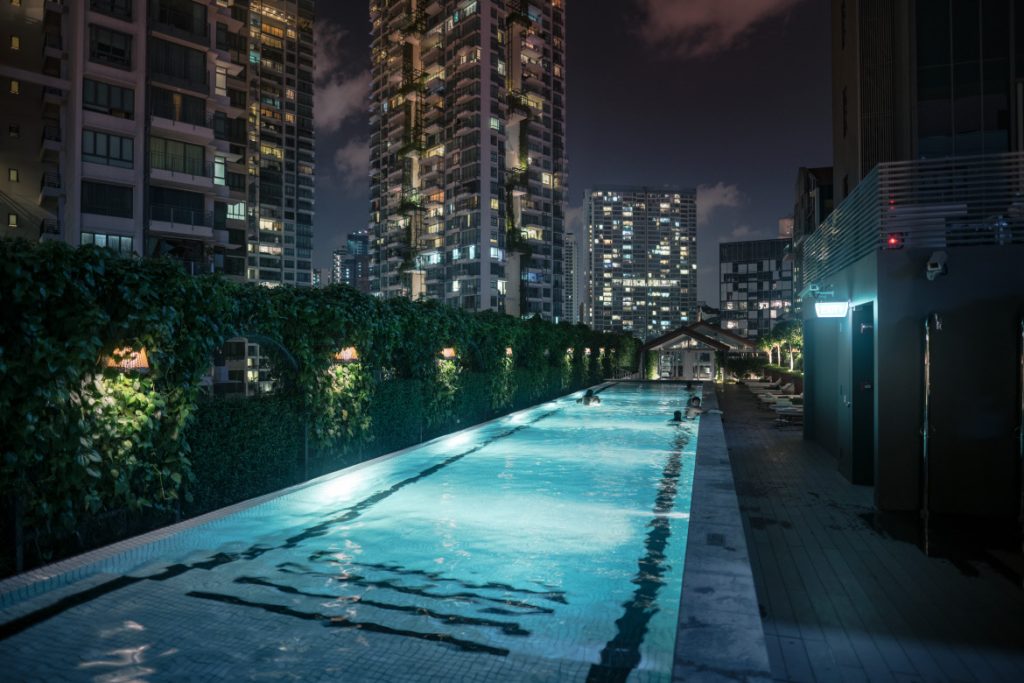 Pool at night, M Social Singapore hotel
