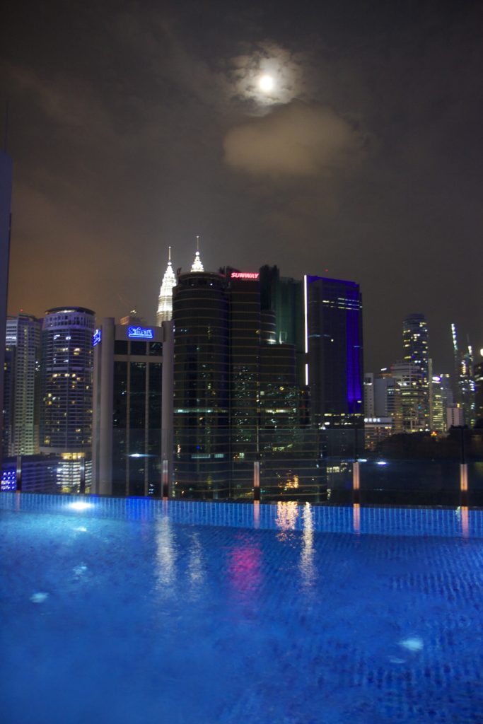 Pool view, night, Hotel Stripes Kuala Lumpur