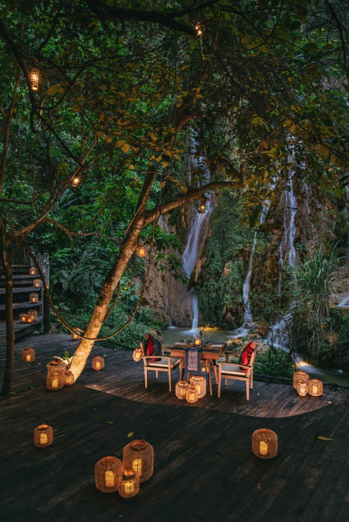 Valentine’s Day dining by waterfall, Avana Retreat in Mai Chau, Vietnam