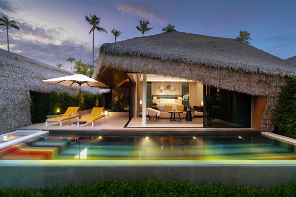 Oceanfront pool villa night, Hyatt Regency Koh Samui resort