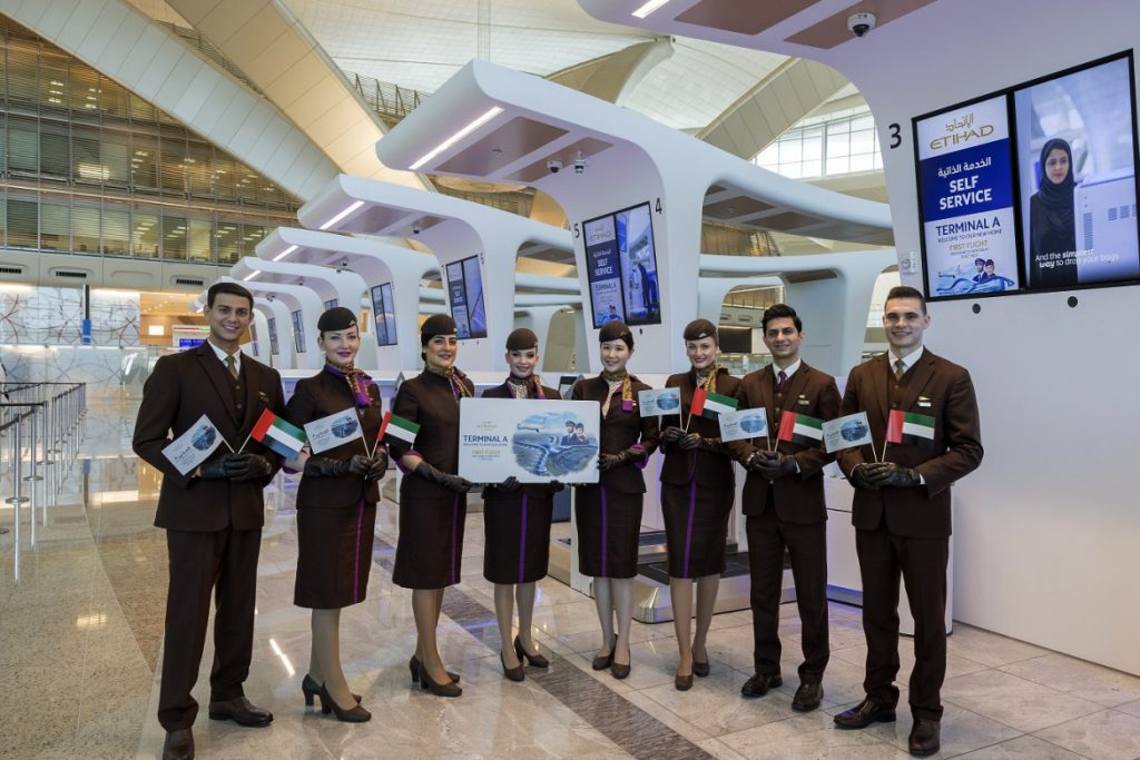 Etihad Airways cabin crew, Terminal A, Abu Dhabi International Airport