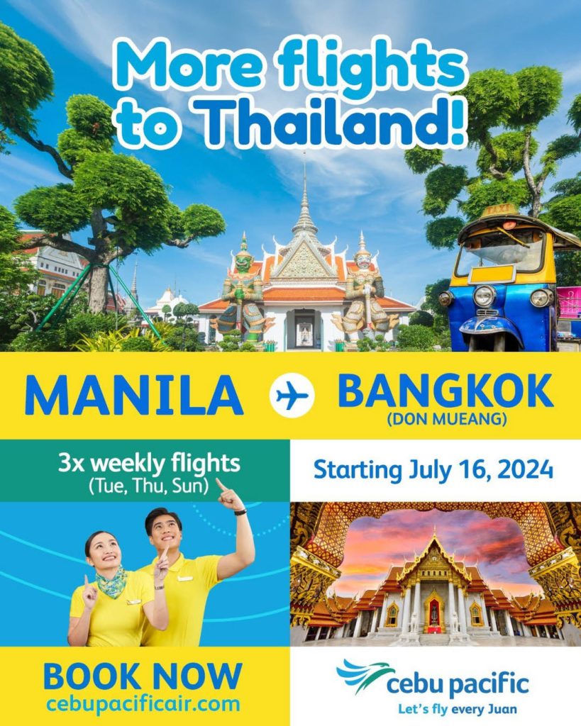 Cebu Pacific airline adds Manila - Bangkok flights