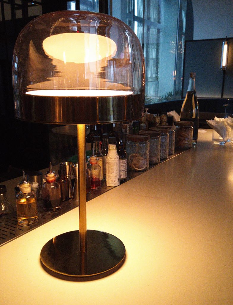 Table lamp at Florette bar counter