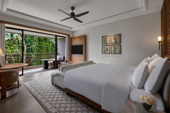 forest view suite bedroom, anantara ubud resort