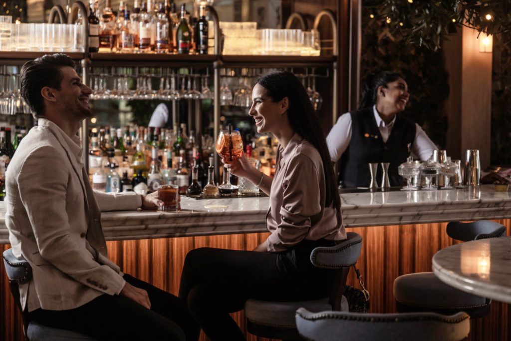 Bar guests at Mina Brasserie, Dubai