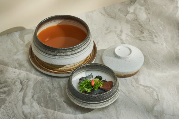 double boiled black chicken with Tuber Fleeceflower root + black bean soup