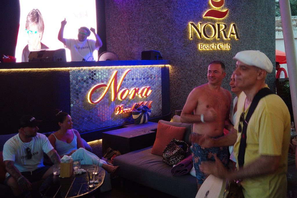 DJ Wally Lopez and Nora Beach Club percussionist