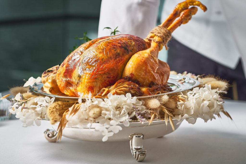 Whole Roasted Chicken with Maitake Mushrooms and Foie Gras