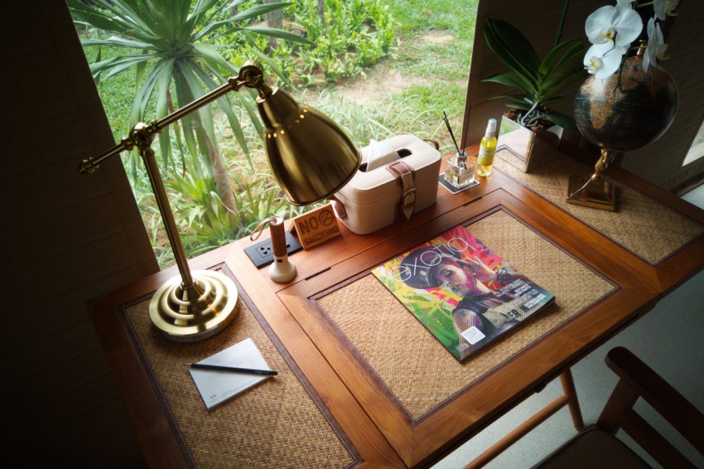 Tent work desk.