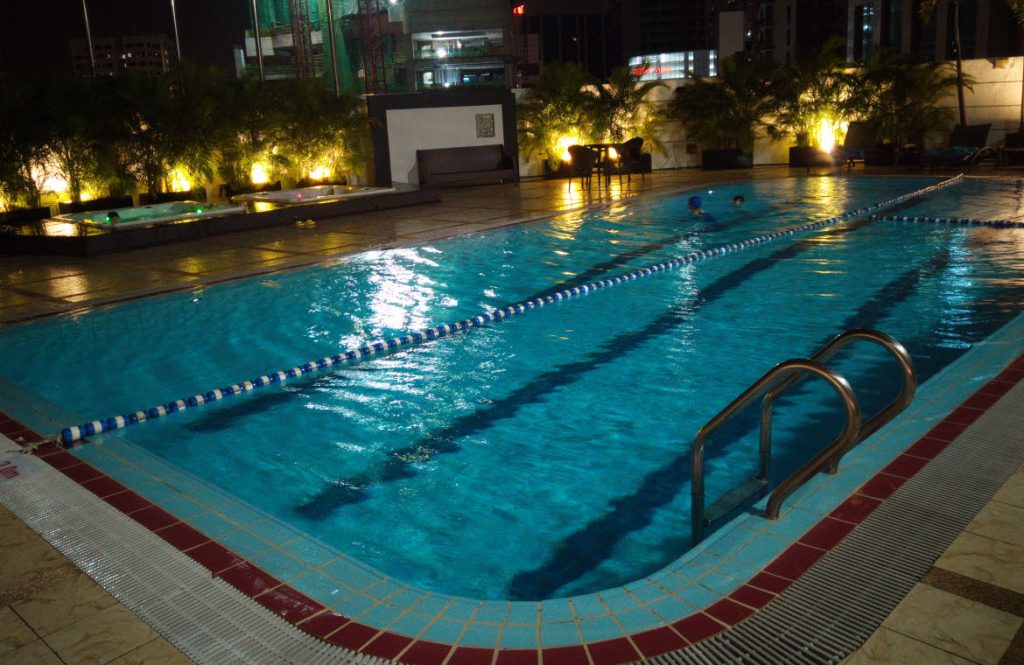‘Waterfloor’ pool area at night