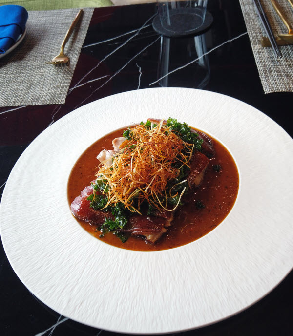Roasted suckling pig dish