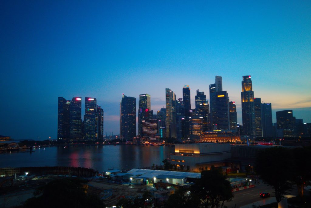 Singapore Central Business District evening panorama