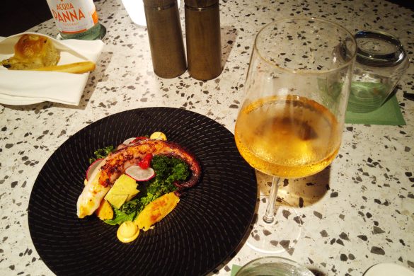 Polipo Scottato (Grilled Mediterranean octopus, nduja mayonnaise, artichoke) at Dolce Vita