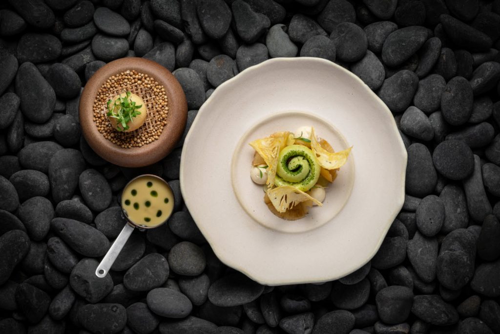 Coriander Pineapple dish, Duet by David Toutain restaurant