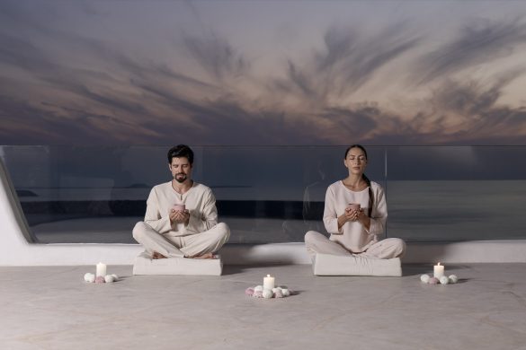 Full Moon Cacao Ceremony, couple, Anantara Santorini Abu Dhabi Retreat