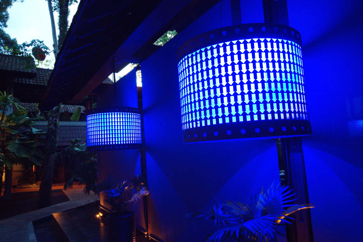 The-Slate-Tin-Mine-lights Tin Syndicate blue lamps