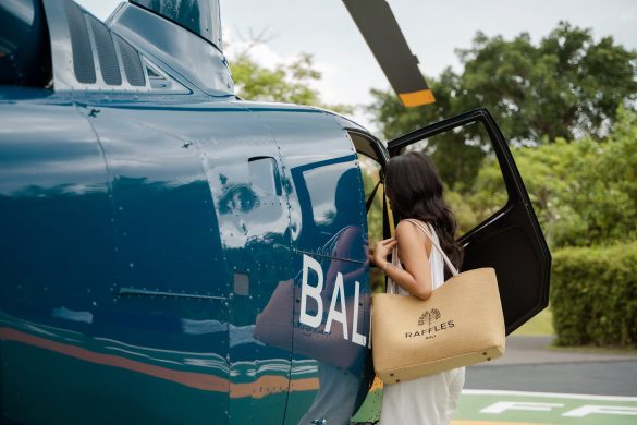 Guest by helicopter, at heliport