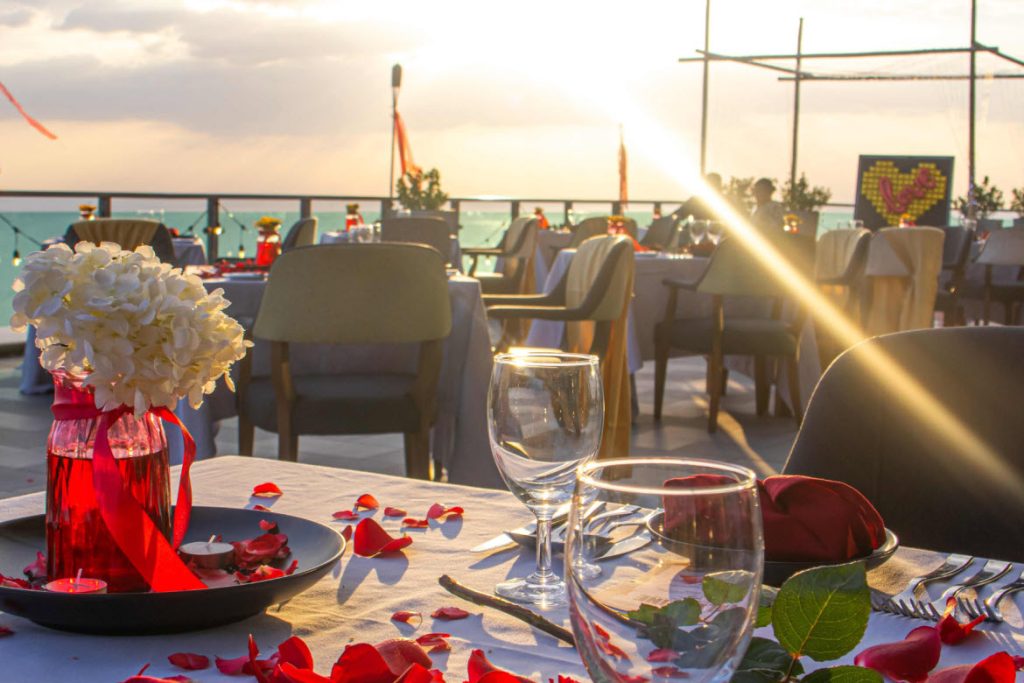 sunset dinner, Latitude 98 terrace