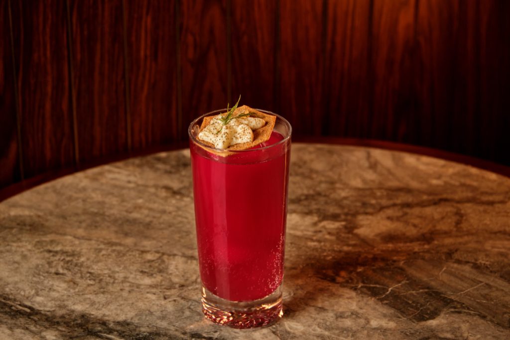 Beetroot watermelon salad, cocktail by The Opposites.