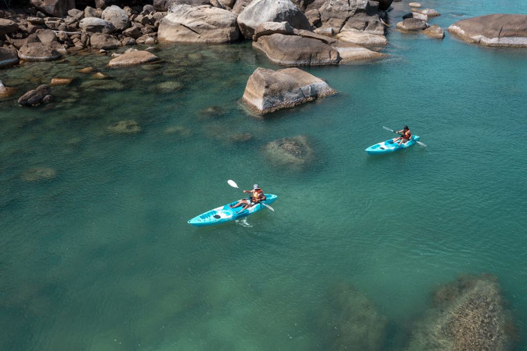 Kayaking on private beach, Banyan Tree Samui