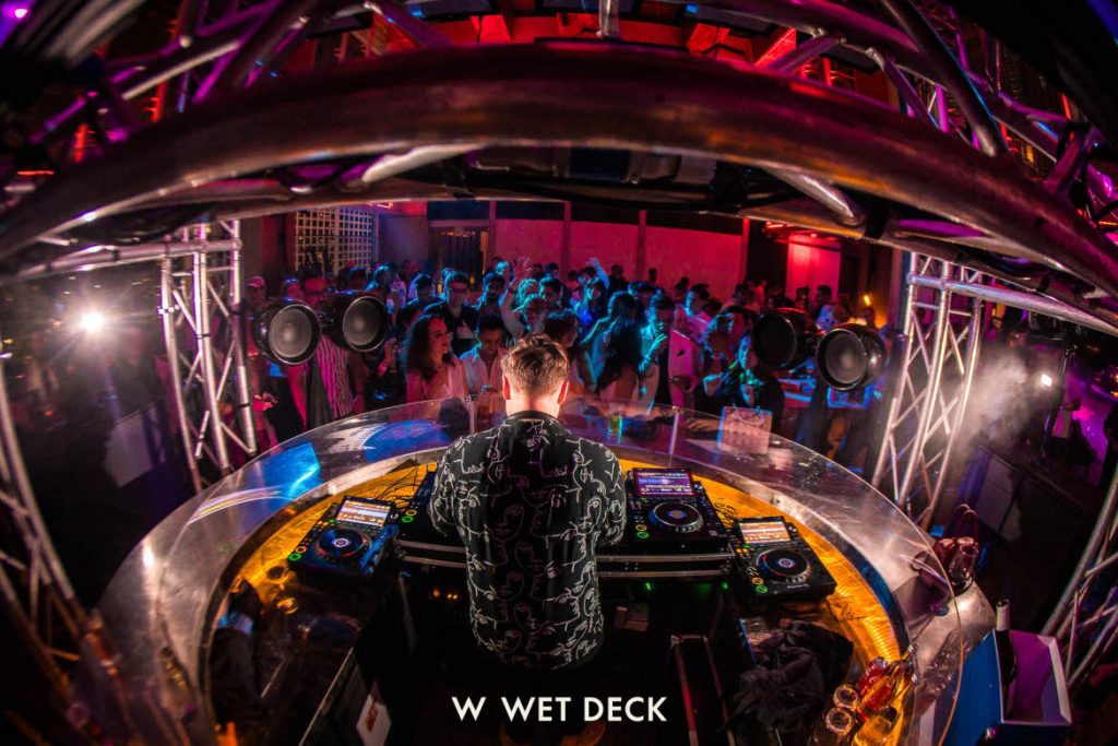 Wet deck DJ booth