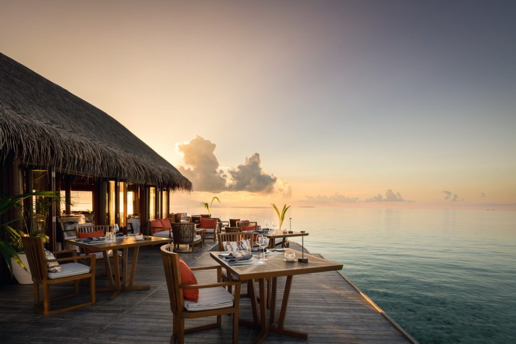 V Villas Maldives resort sunset dining