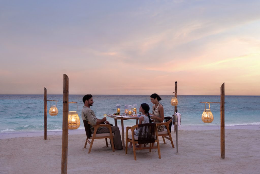 Dusit Thani Maldives beachfront pool villa dining